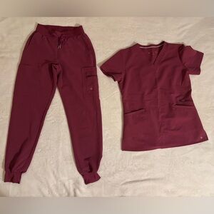 White Cross Women's Maroon Scrub Set XS